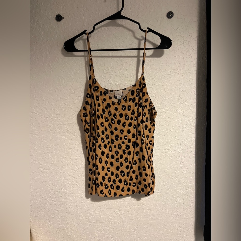 Leopard print spaghetti strap tank top